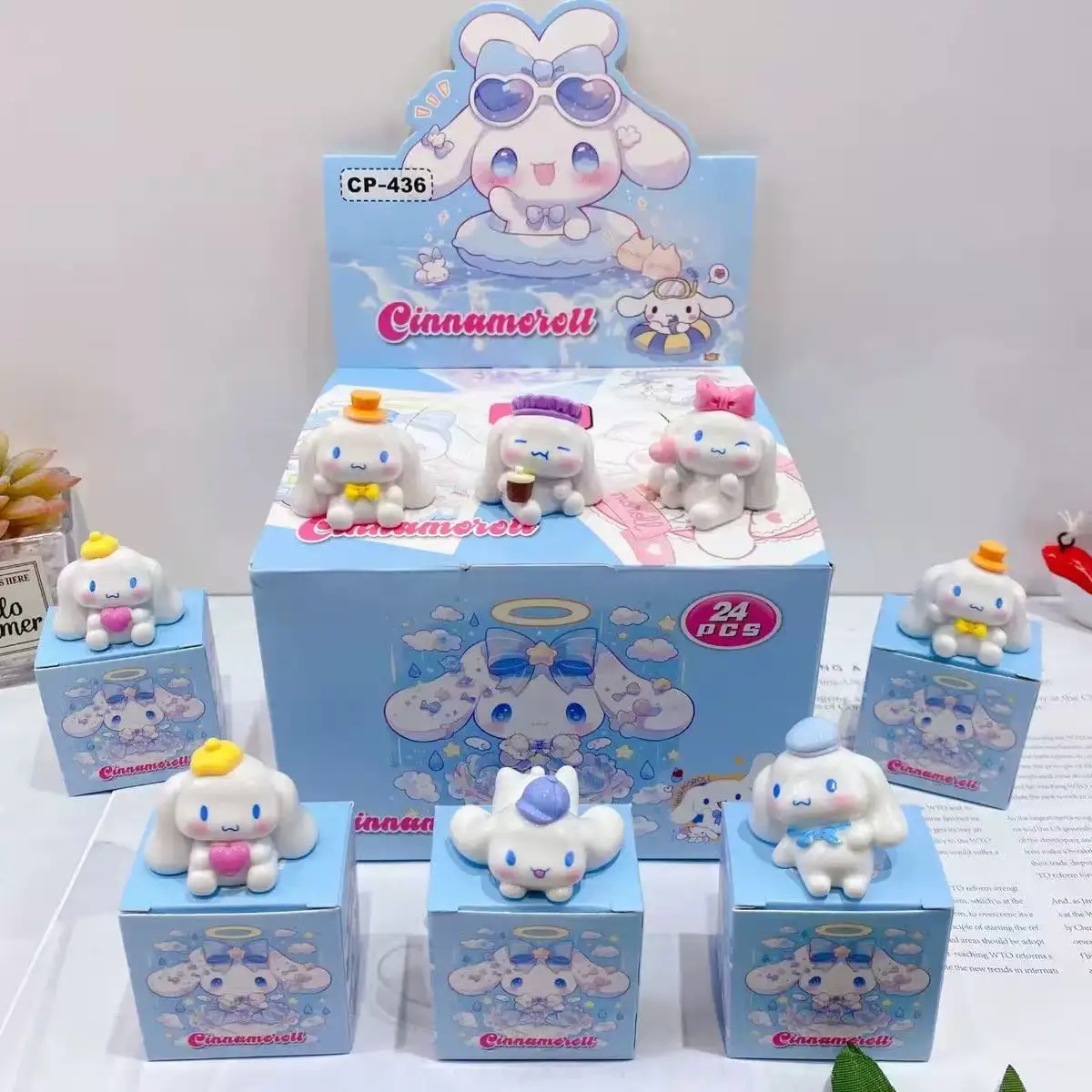 24 Piece White Small Eared Dog Blind Bag Set Resin Statue Kawaii Desktop Decoration Anime Character Model Fans Collection Gift