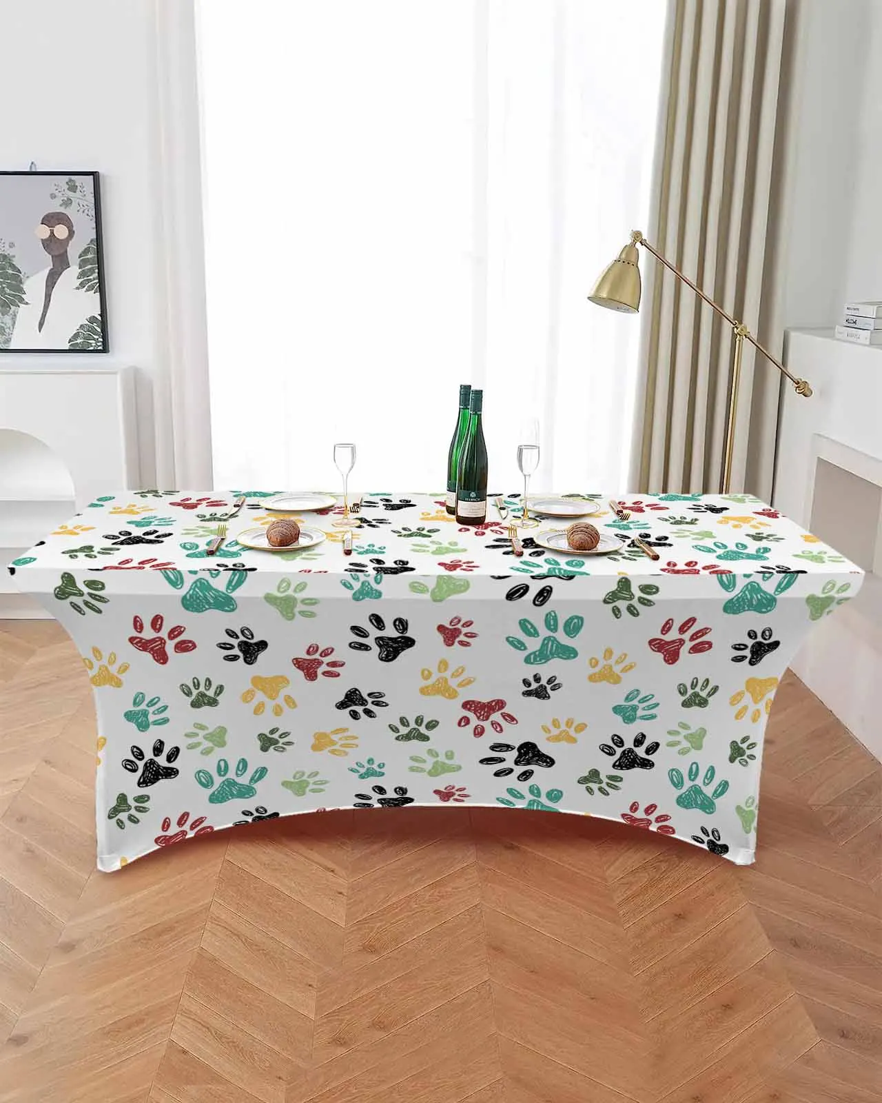 Animal Footprint Graffiti Table Skirt Wedding Decoration Home Birthday Party Table Skirt Dessert Table Cover Home Decor