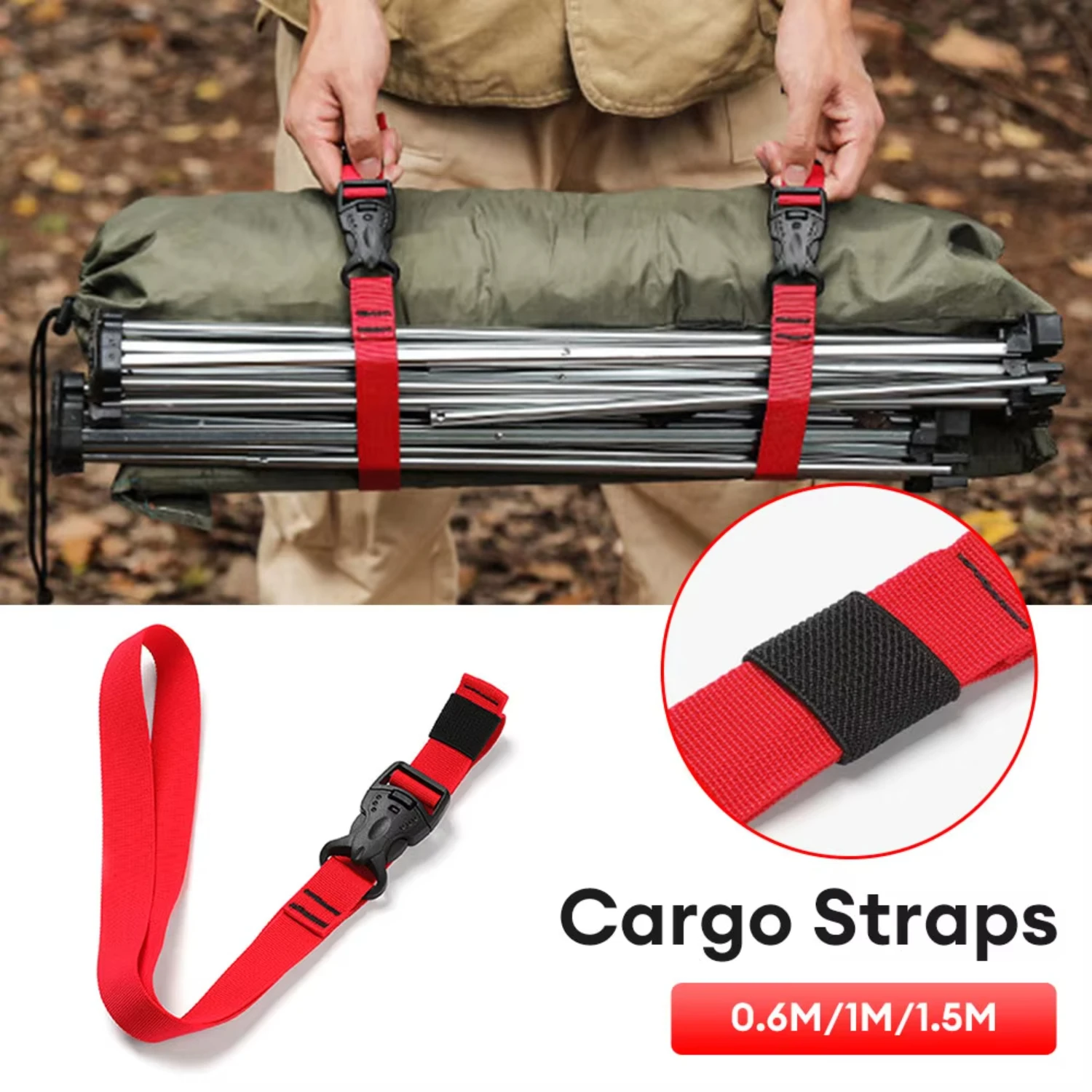 Cargo Tie Luggage Lash Belt Strap Buckle Camping Nylon Travel Kits Buckle Tie-Down Belt Cargo Straps Outdoor Camping Accessories