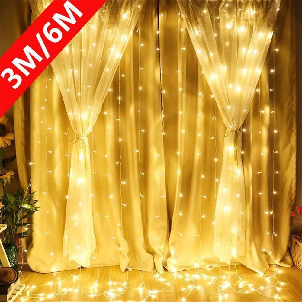 Remote Control Festoon Curtain LED String Lights Garland USB Fairy Garland Lights Christmas Halloween Decor Bedroom Home Party