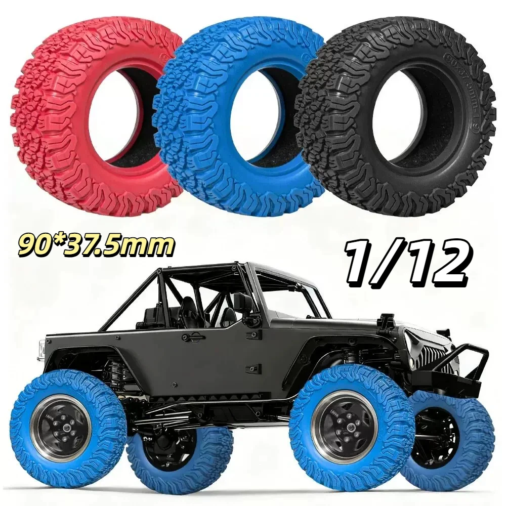 H12Yp RC 1:9 Scale Crawler Tires KO2 Pattern High Grip Rubber 90x37.5mm Compatible with 1:12 Scale Crawlers Such as Mn D90 FMS