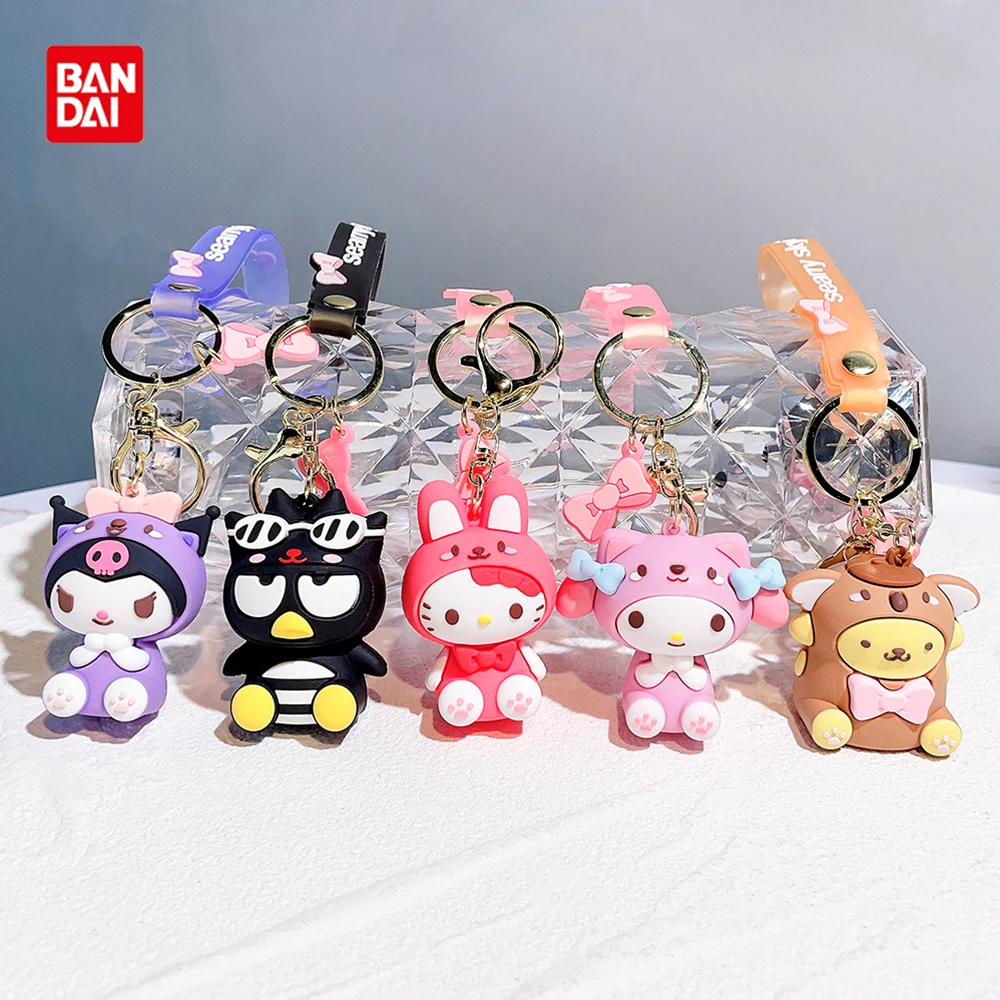 Sanrio Hello Kitty Kawaii Keychains Cute Cartoon Kuromi Melody Keyrings Lovely Anime Figure Modle Pendant Keyholder for Girls