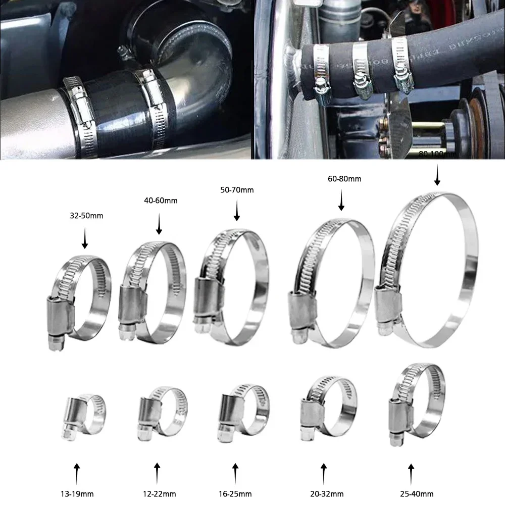 Universal T‑Bolt Exhaust Clamp 12‑100mm Stainless Steel For Turbo Silicone Hose Coupler Downpipe