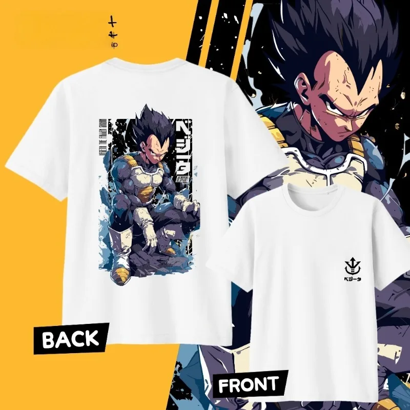 

2026 New Summer Dragon Ball Z Vegeta Retro High Quality Cotton T-Shirt Men's Anime Print Oversized Unisex Casual Tee For Kids