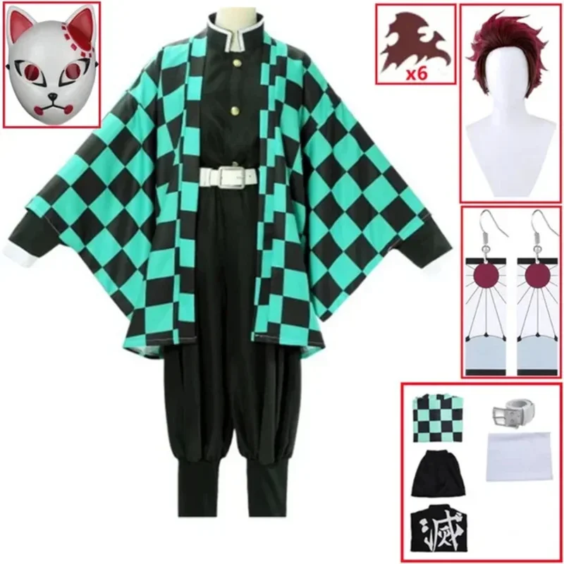 

Cosplay Tanjirou Kamado Anime Demon Slayer Kimetsu No Yaiba Costume Kimono Uniform Kisatsutai Halloween Clothes Cosplay
