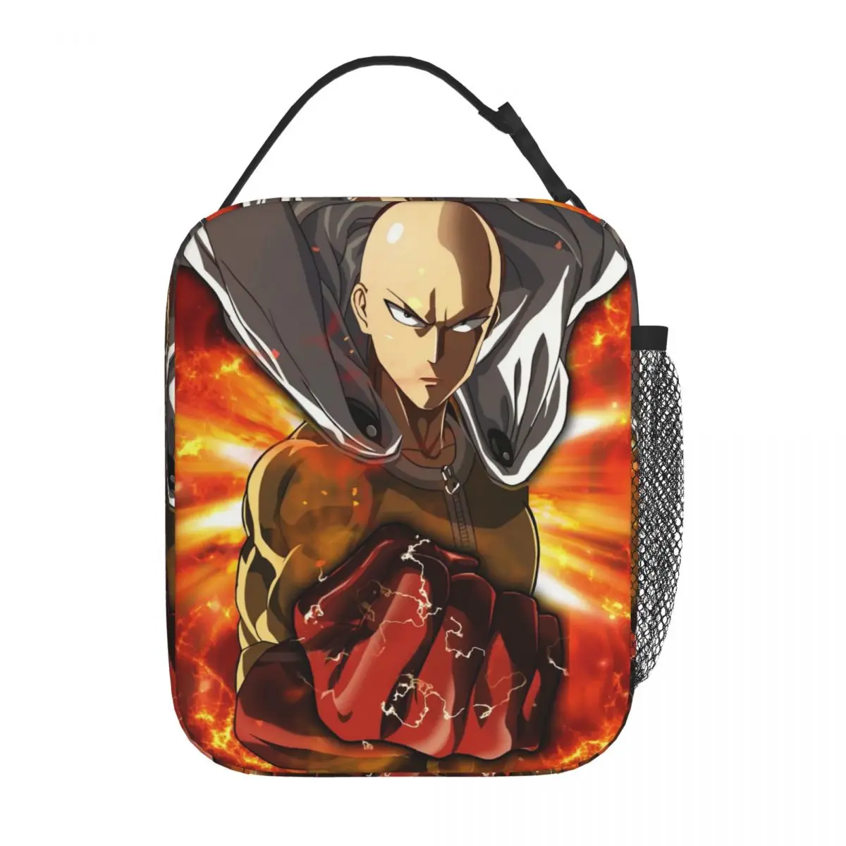 حقيبة غداء معزولة من One Punch Man حقيبة حرارية   حاوية الوجبات أنيمي سايتاما عالية السعة حمل صندوق الغداء فتاة صبي العمل في الهواء الطلق