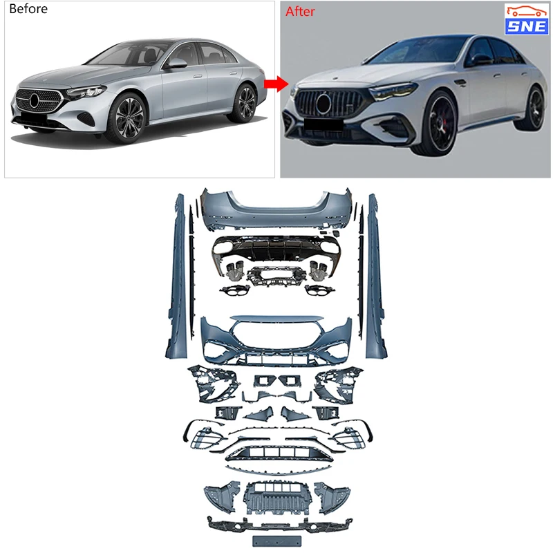 Xds Auto falda lateral de coche parachoques trasero delantero E53 Bodykit Kit de carrocería de conversión completa para Mersedes-Benz Clase E W214 2024 +