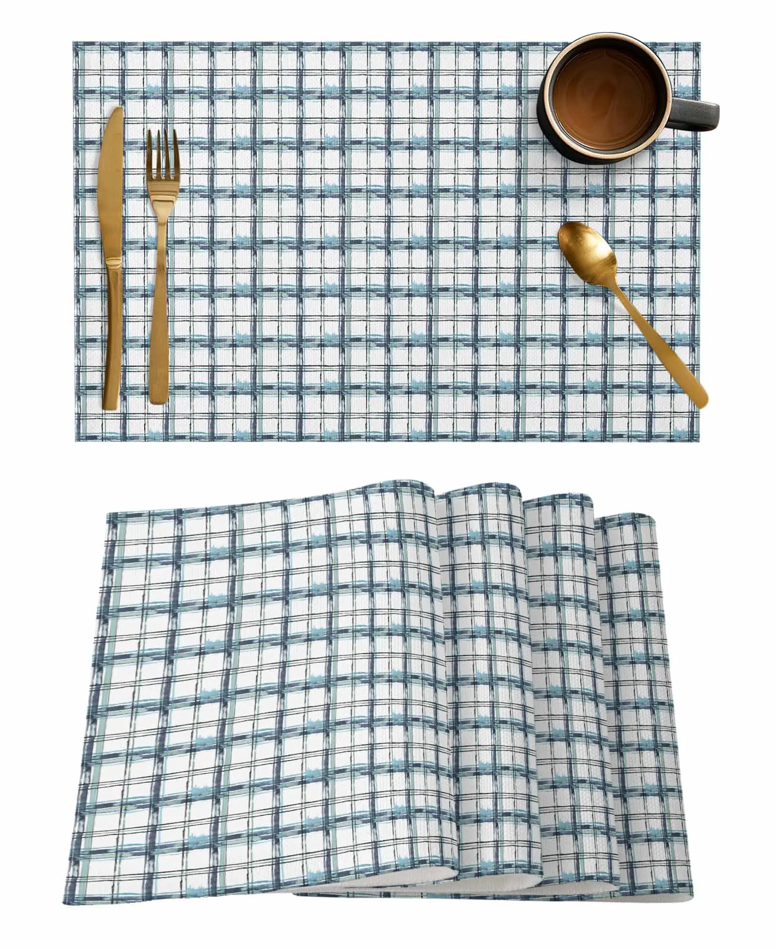 Checkered Watercolor Gradient Hand Drawn Loop Table Runners Coffee Tablecloth Wedding Decoration Modern Home Party Table Mats