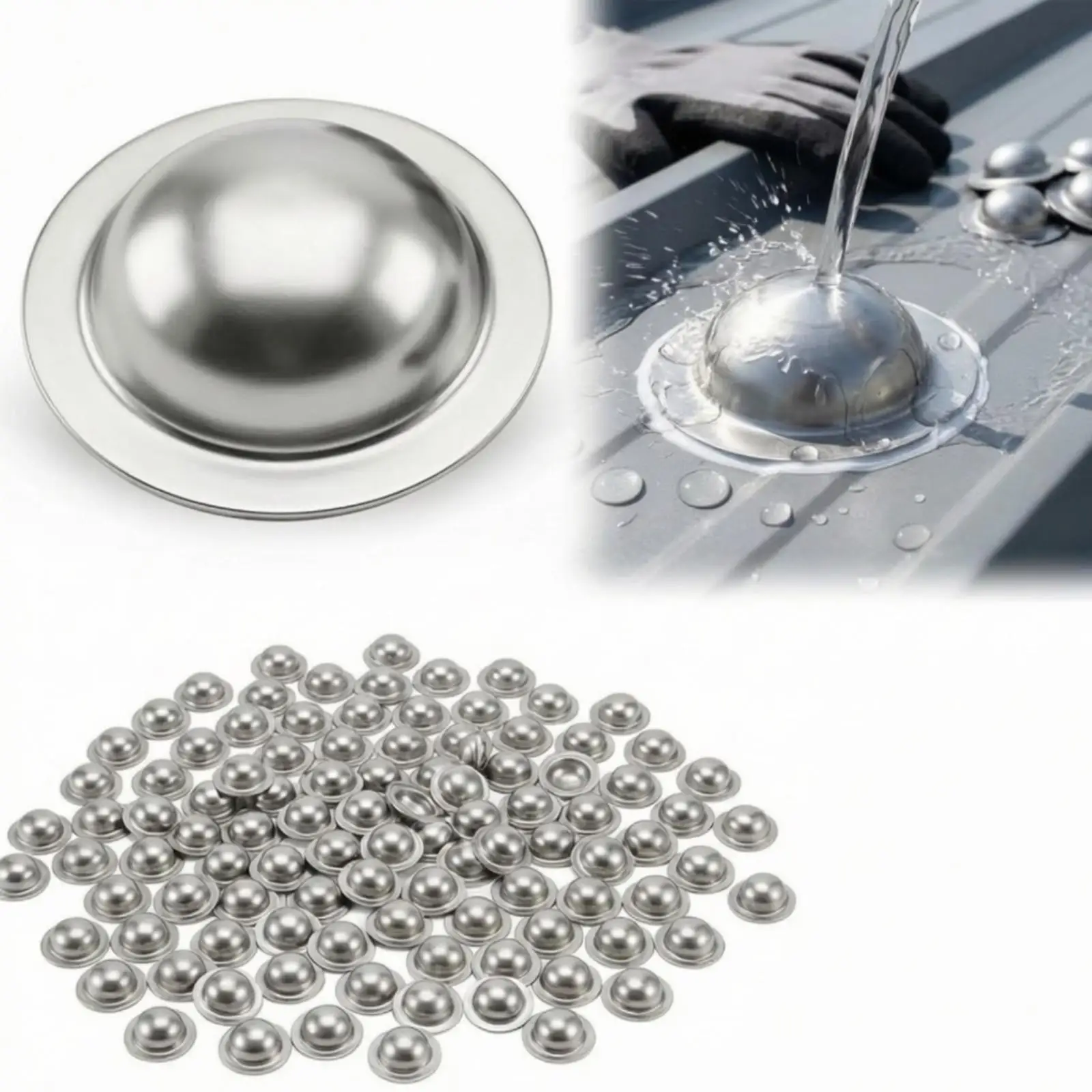 Rust Resistant Metal Screw Cap Cover 100 Pack for Roof Deck Repair Leak Proofing with Flat Flange Dome Head Fastener Guard