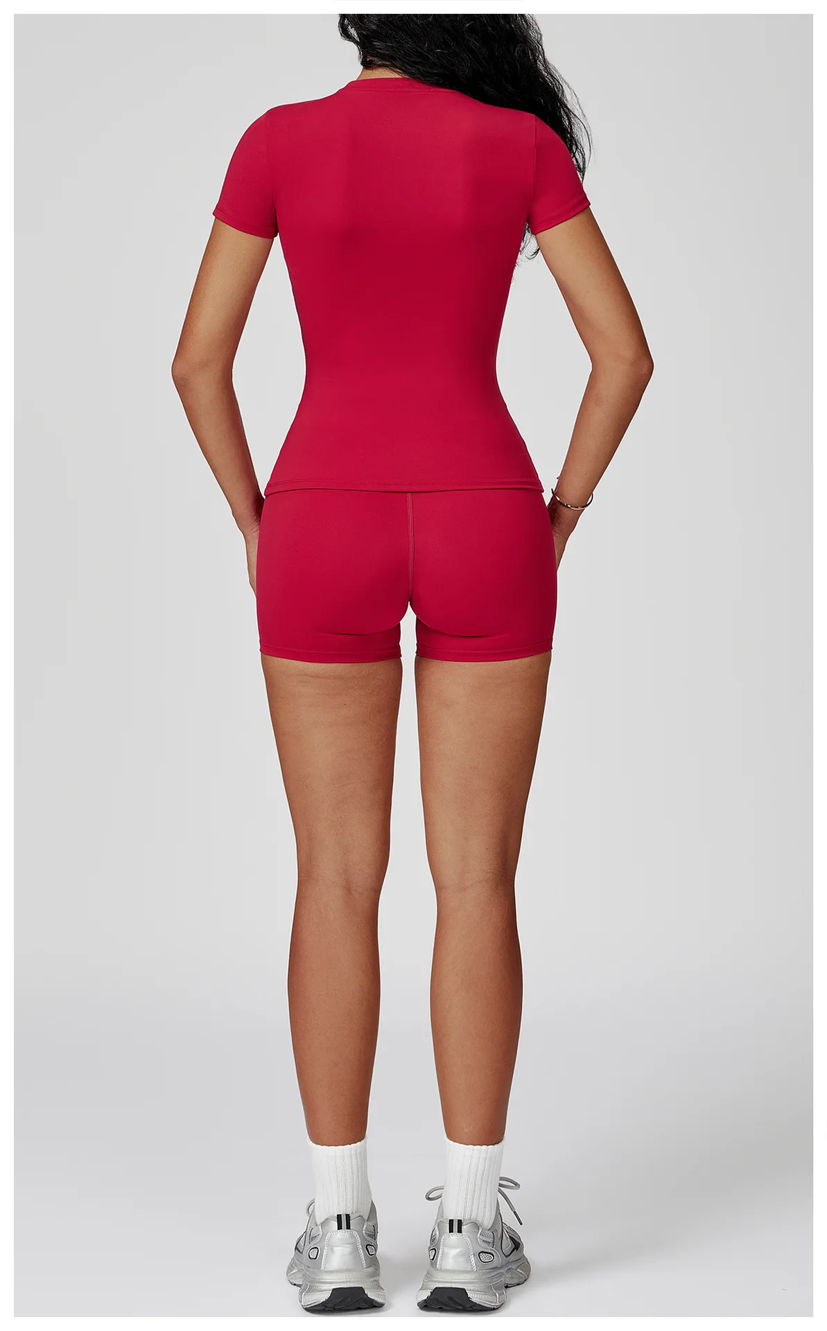 

NEW Women Yoga Set 2PCS Workout Set Sportswear Gym Clothing Fitness Long Sleeve High Waist Leggings Cycling Shorts Sports Suits