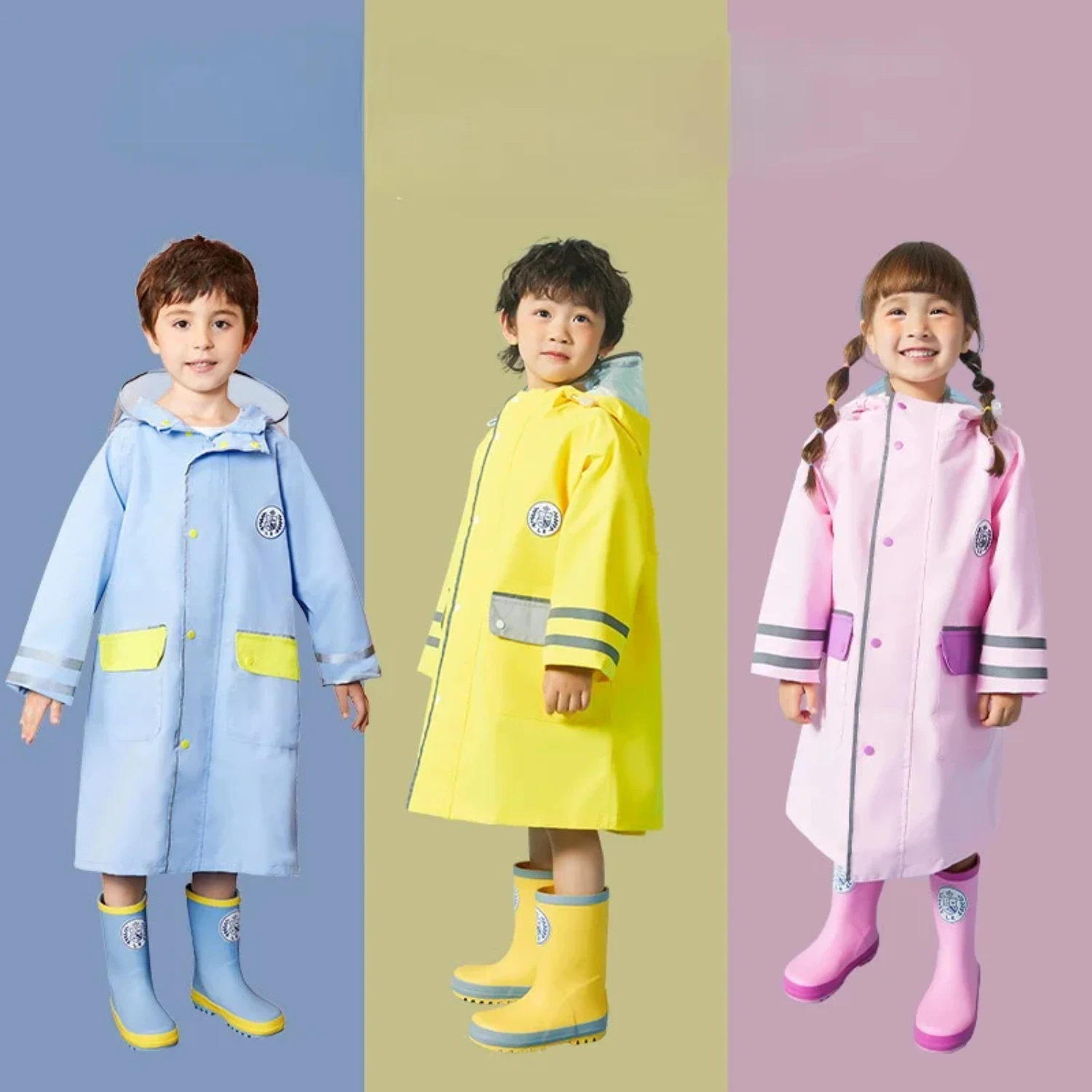 Raincoat Children Rain Poncho Boys Girls Poncho with Schoolbag Child Thickened Windbreaker Raincoat Rain Poncho