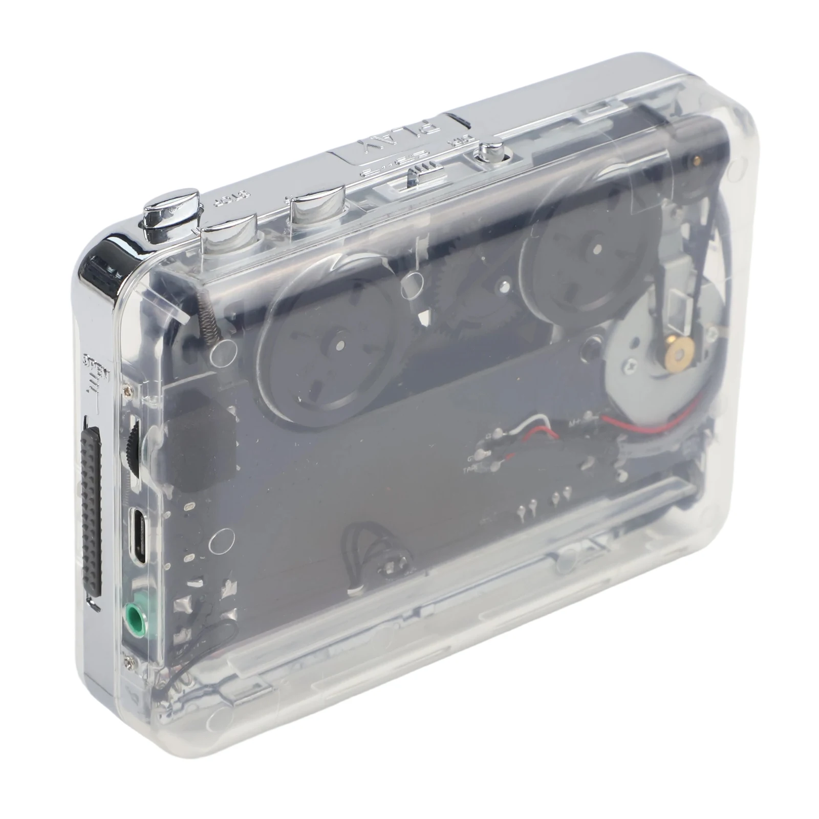 Convert Tapes To MP3 Transparent Cassette Player High Compatibility Intuitive Interface Full Transparent Shell Stylish Design