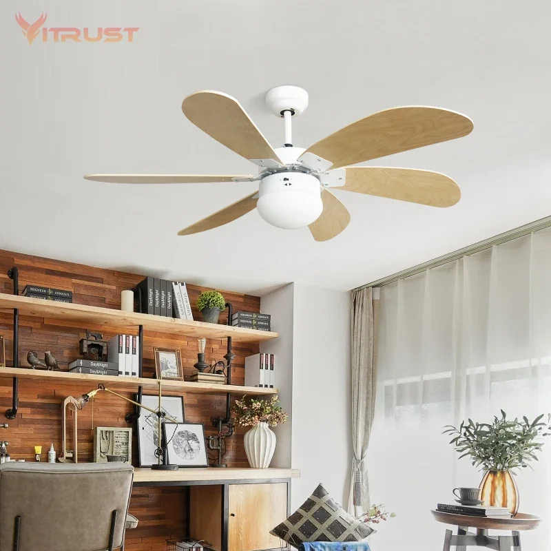 Classic Style Ceiling Fan with Light 30/42 Inches Wooden Ceiling Fan for kids Room Bedroom