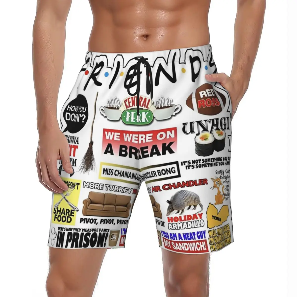 

Мужские шорты для доски Friends TV Show Series Повседневные плавки с героями мультфильмов Central Perk Спортивные пляжные шорты для серфинга большого размера
