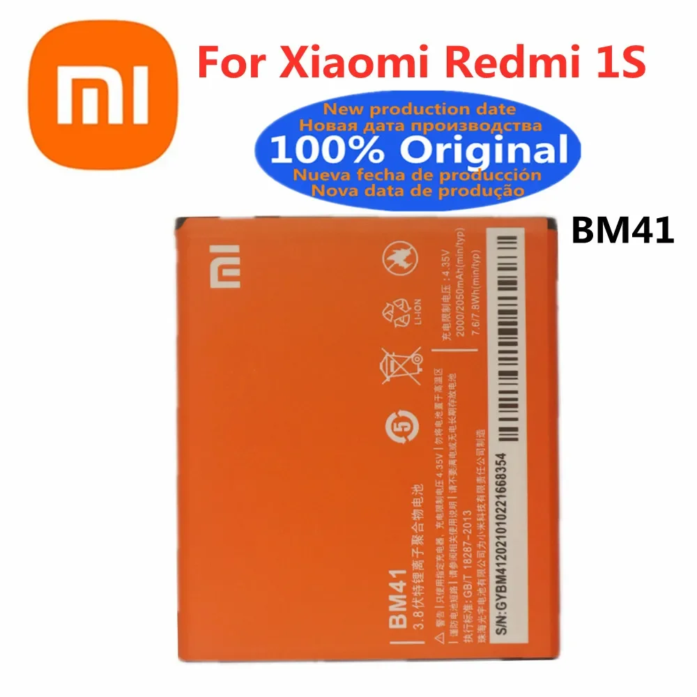 

High Quality Original Battery BM41 For Xiaomi Redmi 1S Phone Battery Bateria 2050MHz Batteries Fast Shipping