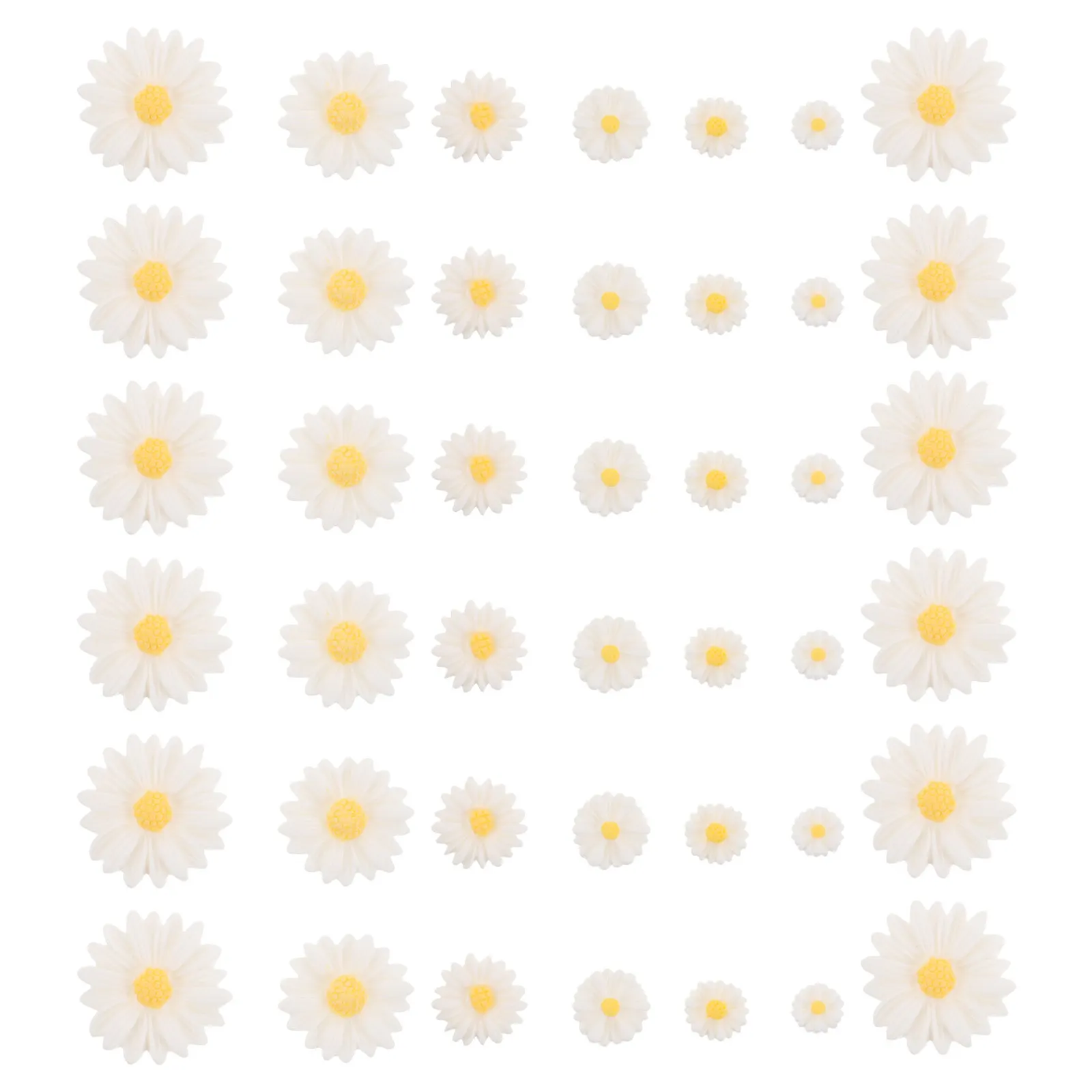 

120Pcs Daisy Resin Flower Charms Flatback Cabochons Mini Floral DIY Phone Case Jewelry Making Hair Barrette Scrapbooking
