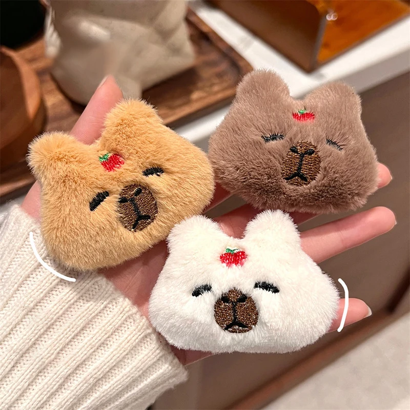 Cute Cartoon Plush Capybara Brooch For Women Girl Clothes Badge Lapel Pins Backpacks Pendant Decoration Accessories