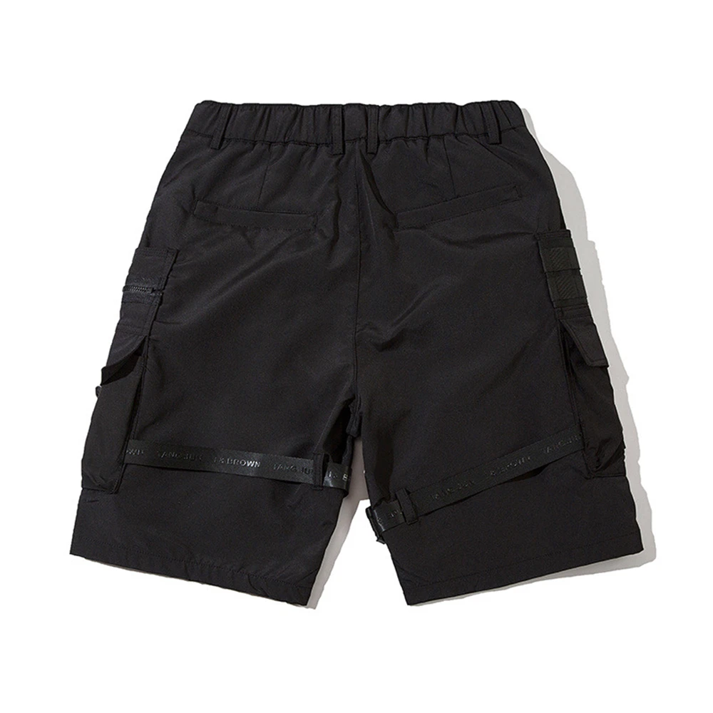 2024 Summer Cargo Shorts Multi Pocket Short Pant Tactical Functional Loose Streetwear Elastic Waist Shorts Black Techwear