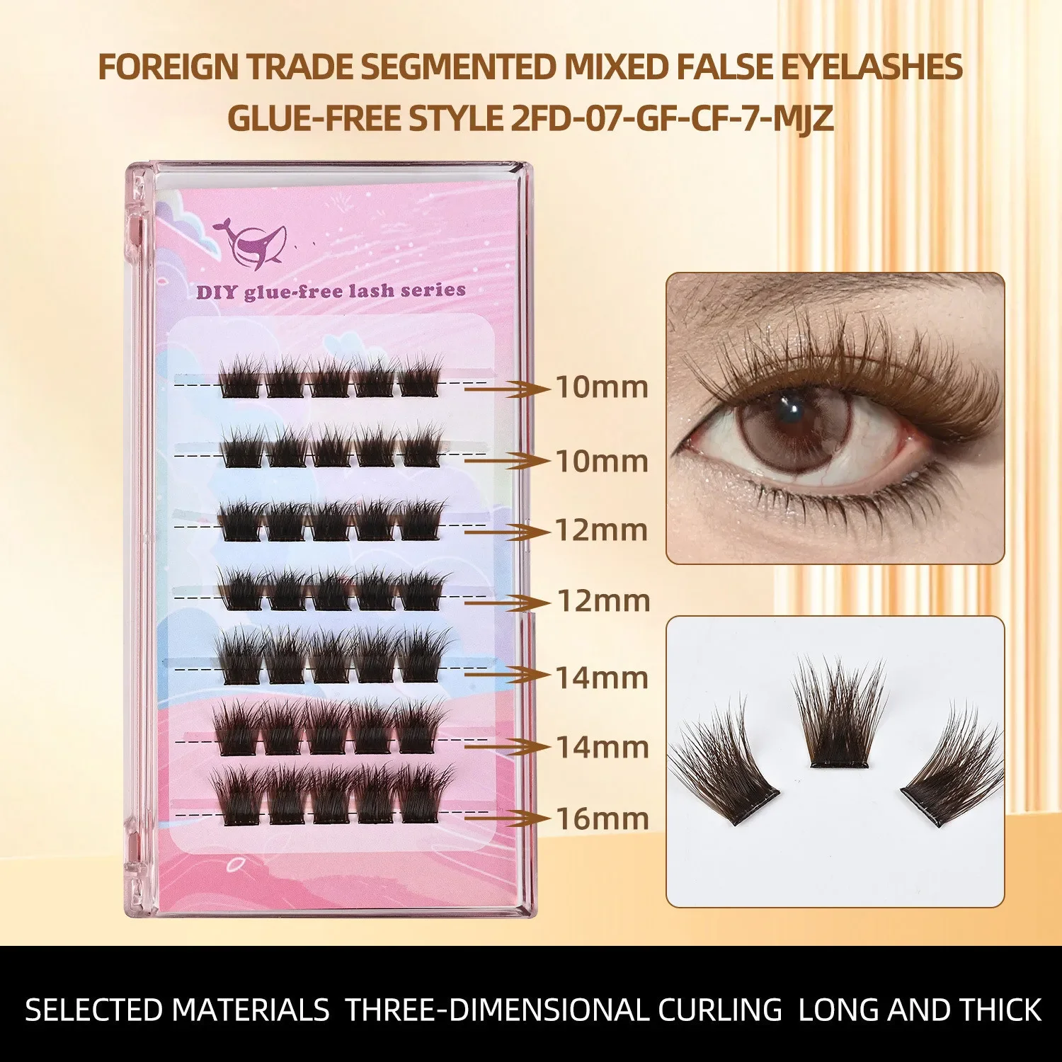 Cílios autoadesivos sem cola cílios postiços marrom fofo cluster extensão mix d onda macio olho de gato clusters individuais