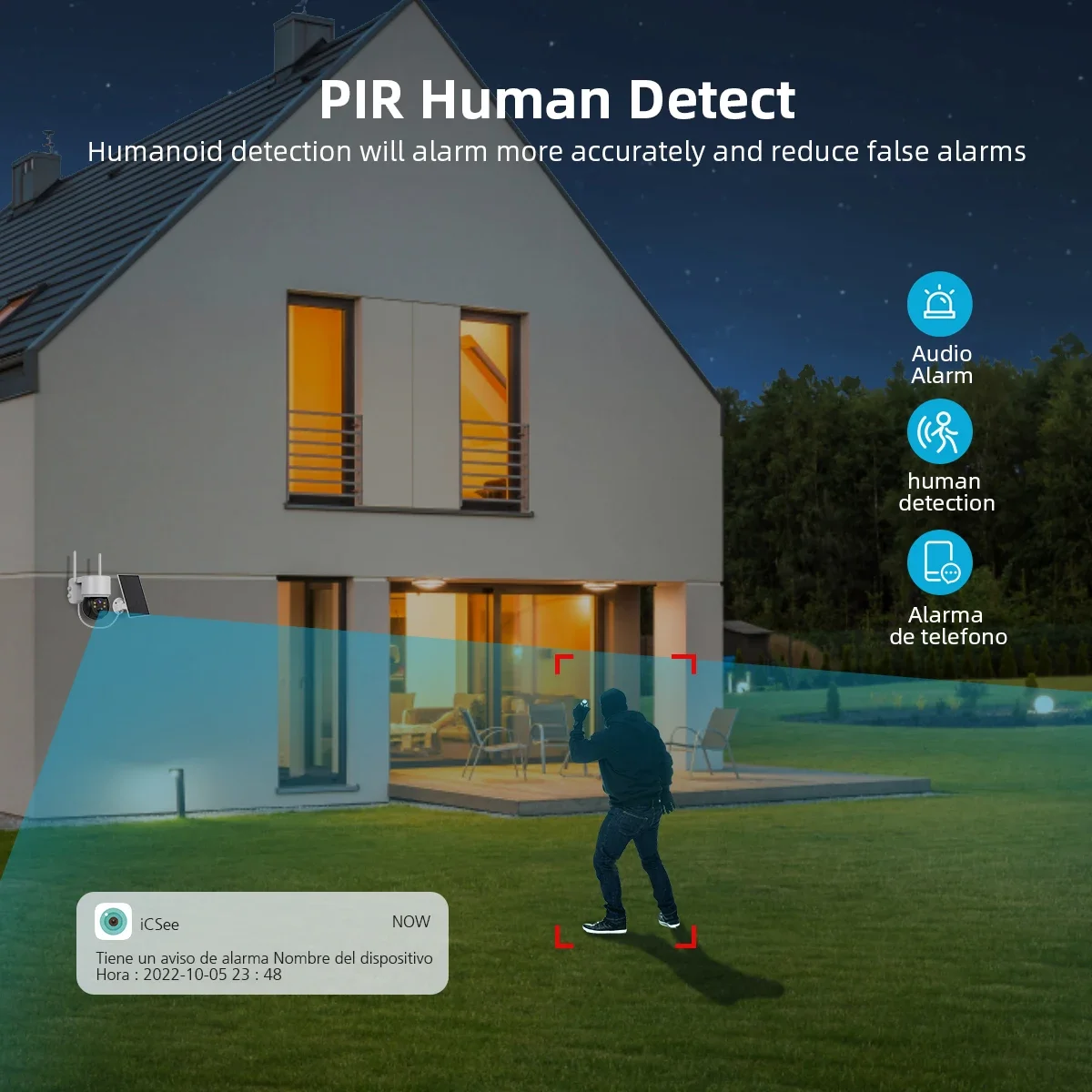 Wireless 4MP HD Solar Camera WIFI CCTV Security Outdoor PTZ Camera Night Vision Waterproof PIR Human Detect with Solar Panel image 4