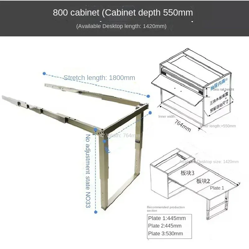 Best Seller First Sharing Good Multi-Section Hidden Table Slideway Multi-functional Pulling Folding Dining Table Retractable Rai