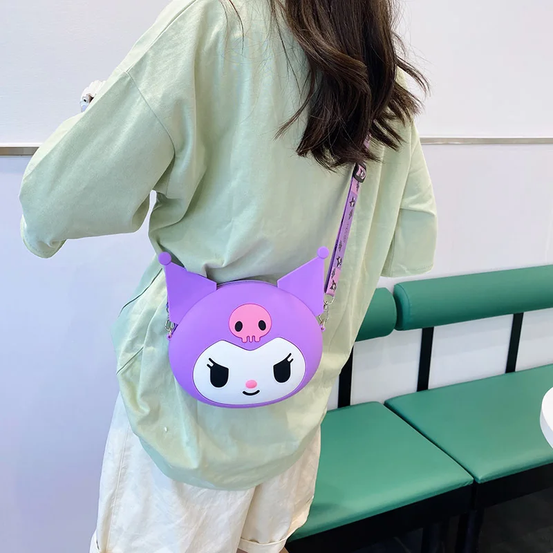 Torba Sanrio Kawaii Kawaii Kuromi silikonowa torba na ramię wodoodporna torebka na monety lalki z kreskówek torba Crossbody na prezent urodzinowy