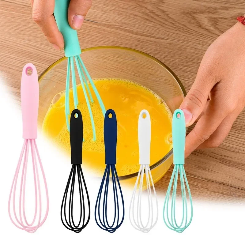 Kitchen Silicone Whisk Non-Slip Egg Beater Milk Frother Kitchen Utensil 17x4x4cm Kitchen Silicone Egg Beater Tool  Easy to Clean