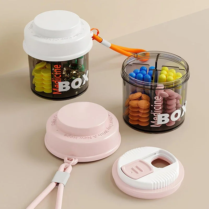 

4 Compartment Small Pill Box,Moisture Proof Pill Case,Travel Pill Organizer for Pocket Purse, Medicine Vitamin Box, Fish Oil Box