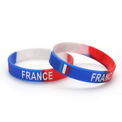 2pcs Engrave France Flag Bracelet Men Women Silicone Wristband Bangle Sport Rubber Band National Day Patriotic Gift Accessories