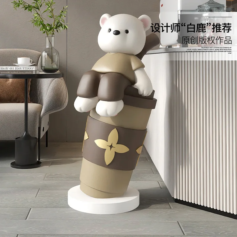 

Fashionable Bear Large Floor-standing Ornaments Internet Celebrity Milk Tea Shop Decoration Living Room Porch Sculpture