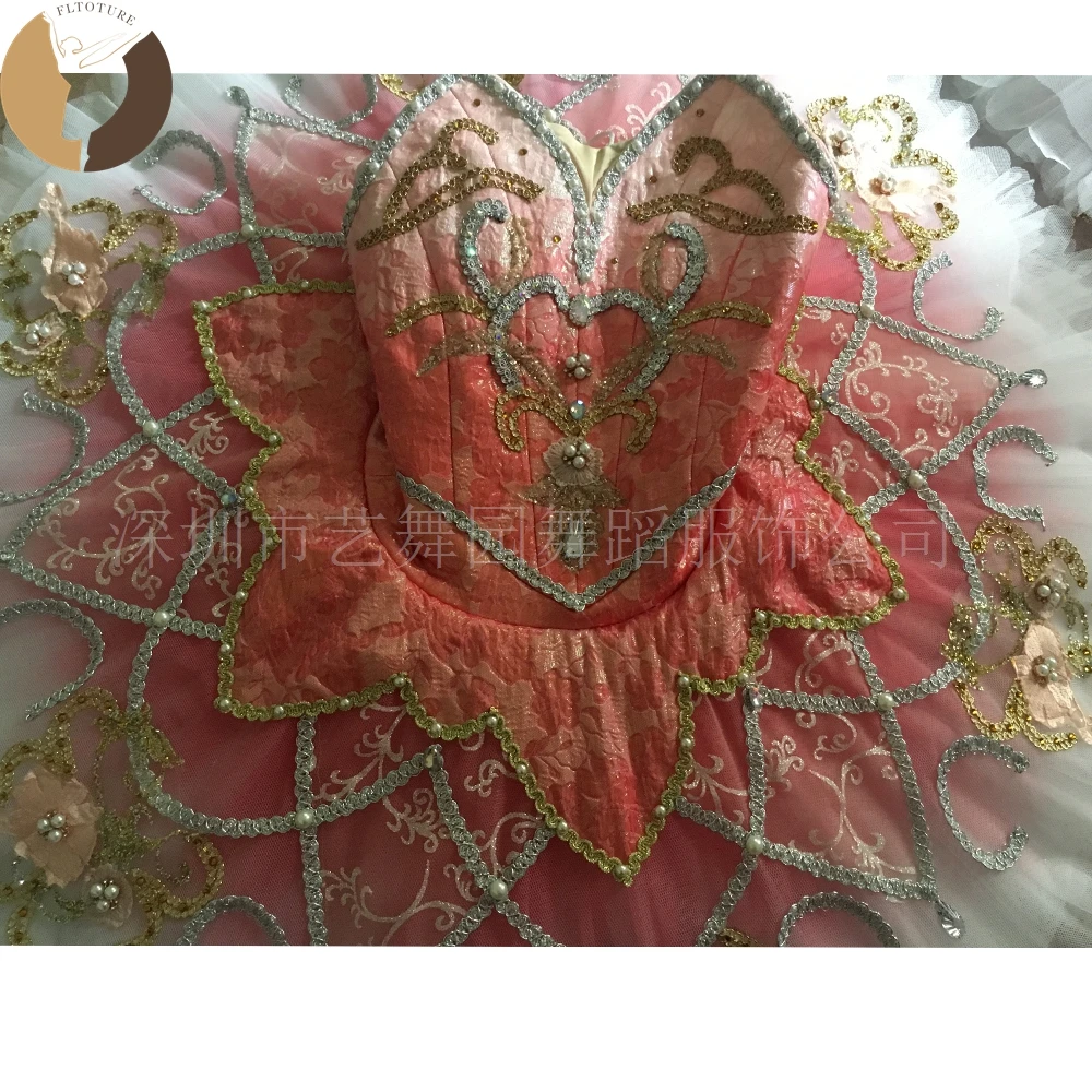 

FLTOTURE YN2028 Classcial Women Child Ombre Pancake Platter Tutu Hot Pink 10 Layers Adjustable Ballet Performance Costumes