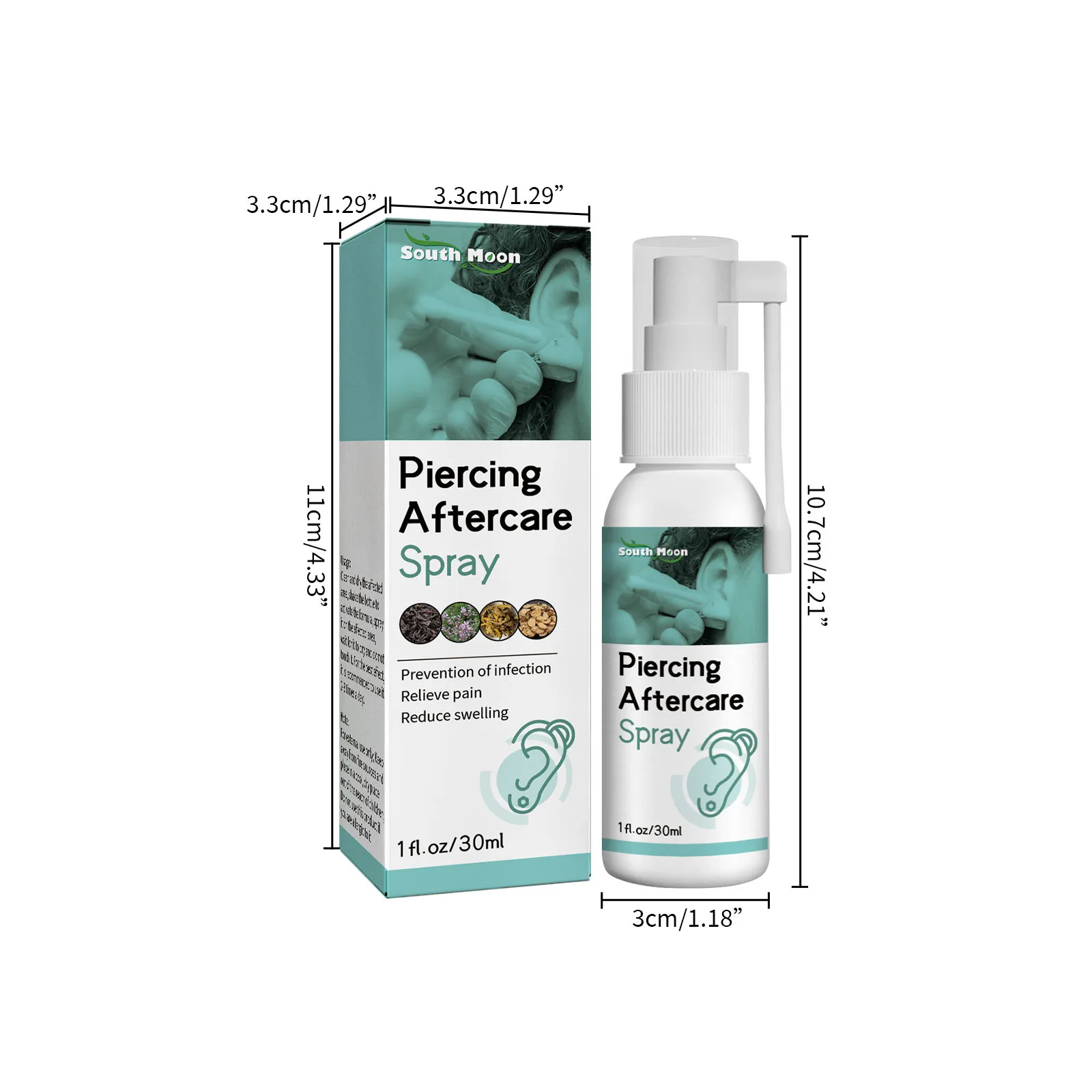 30ml Piercing Aftercare Spray Is Suitable For Ear, Nose, Tongue, Navel Perforation, Cleaning Treatment-, And Soothing Spray