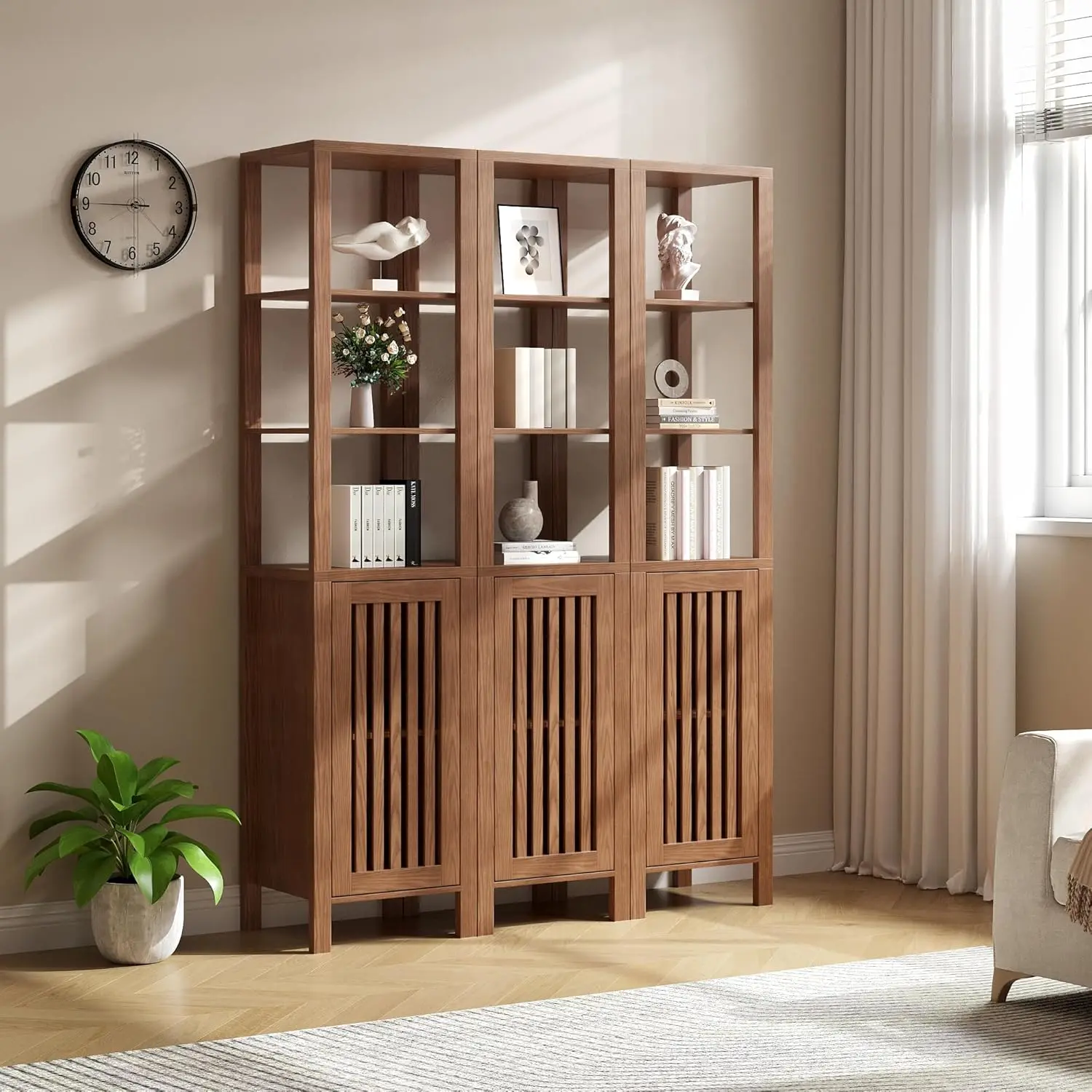 Estantería rústica de 6 niveles, organizador de almacenamiento ajustable para el hogar, oficina, sala de estar, dormitorio, juego de 3, color marrón, personalizado