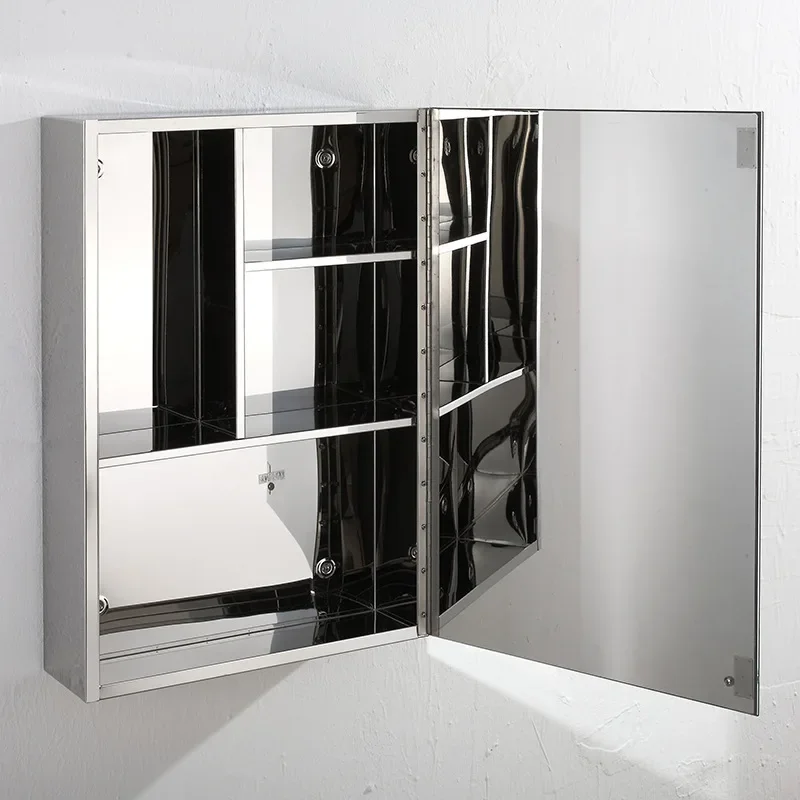 Stainless steel bathroom cabinet separate mirror box toilet wall-mounted toilet toilet mirror with rack table