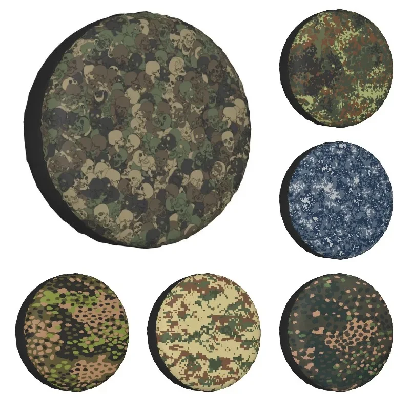 Green And Brown Camouflage Skulls Wheel Cover for Jeep Mitsubishi Pajero 4WD SUV Army Camo Tire Protector 14