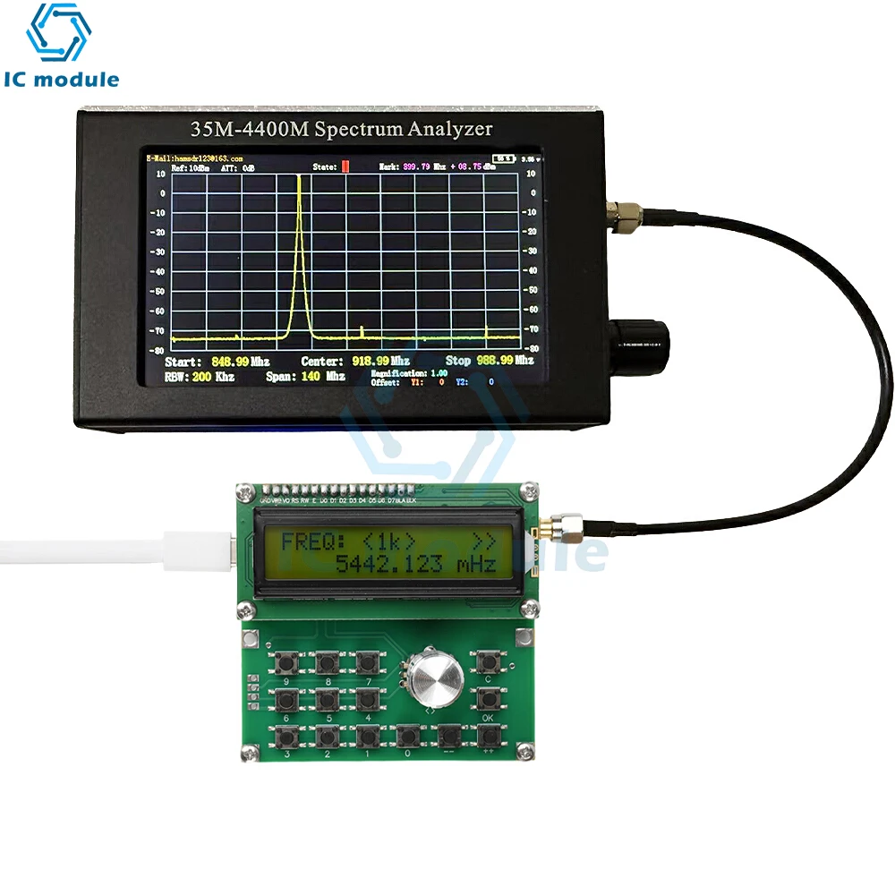 ADF4351 RF Signal Generator Module 35MHz-4400MHz Digital LCD Display DC 4.5V-5.5V Type-C Signal Source Module for Electronics