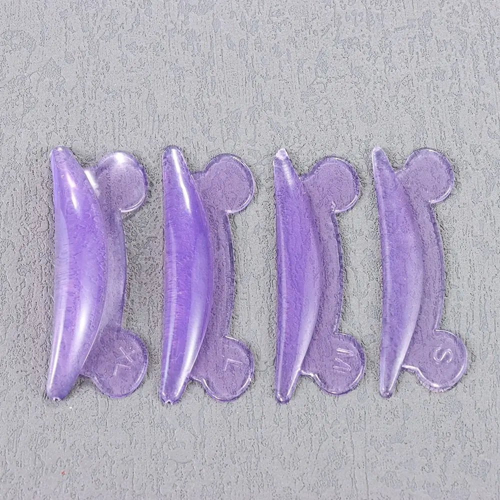 Almohadillas de silicona para extensión de pestañas, 4 pares, Morado, forma de oso, levantamiento de pestañas, permanente, 3D, rizador de pestañas,