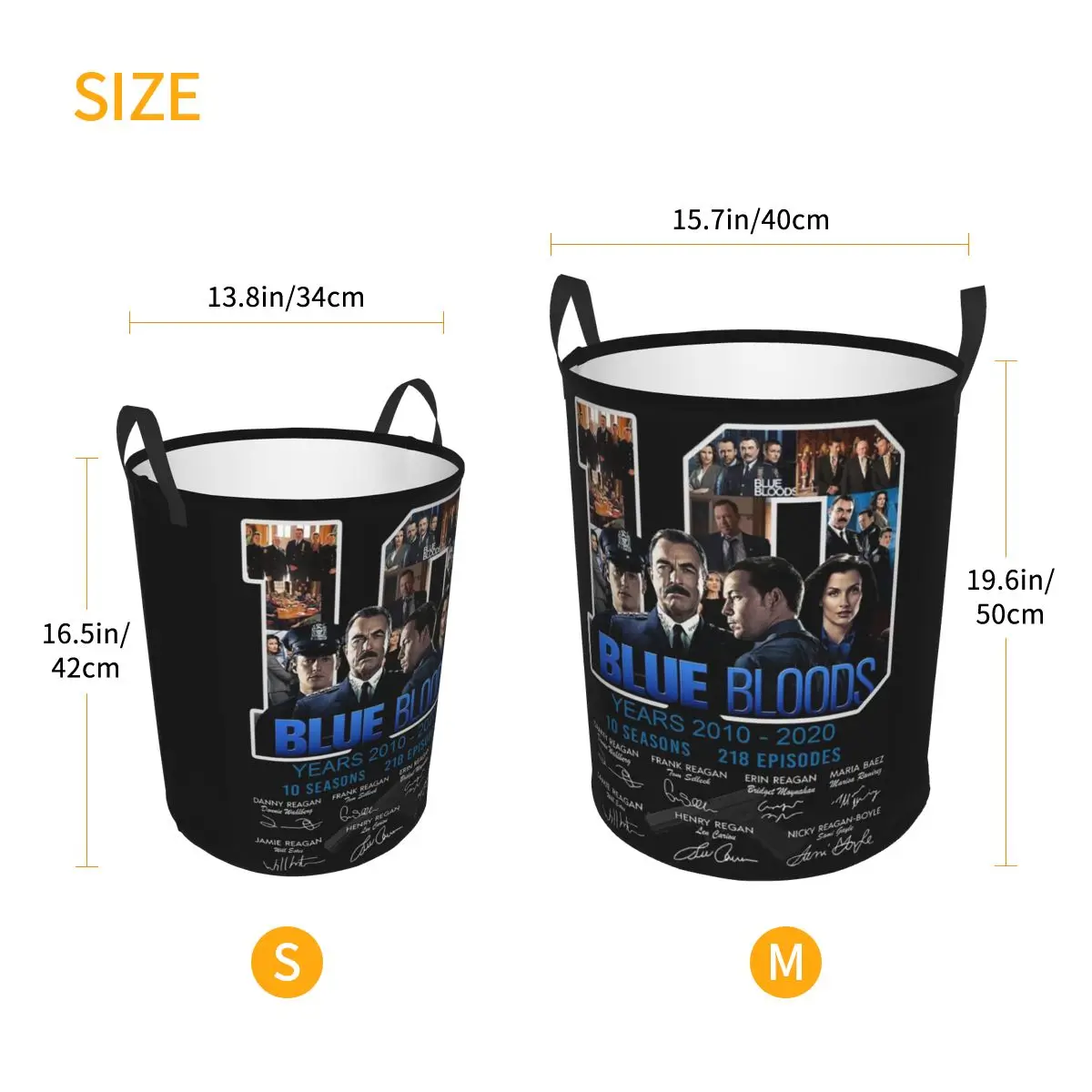 Blue Bloods سنة 2010 - 2020 10 مواسم سلال الغسيل القابلة للطي الملابس القذرة منظم منزلي صندوق كبير مقاوم للماء للأطفال في المنزل