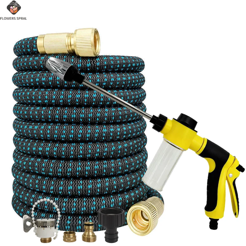 25FT-100FT Garden Hose Expandable Hose Household Daily Watering Tool High-Pressure Foam Car Washing Water Gun