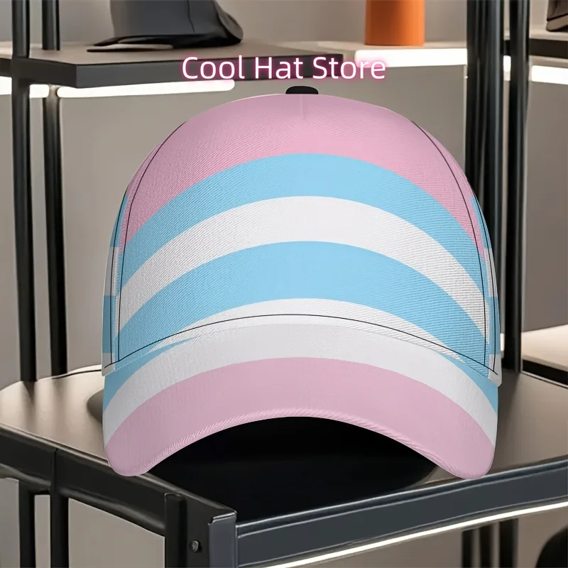 1pc Transgender Pride Flag Baseball Cap - Lightweight Adjustable Snapback Hat with Pink & Purple Stripes, Trans Pride Accessory
