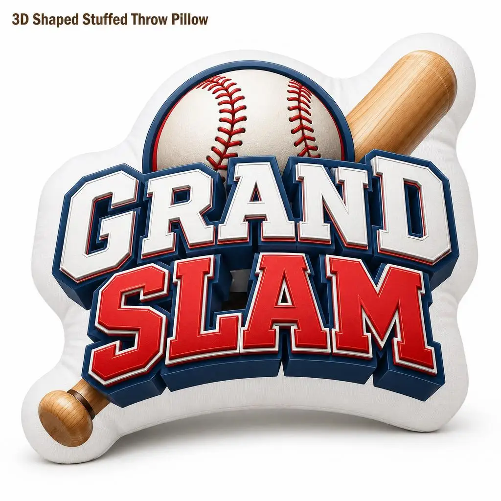Grand Slam Baseball Bat Sports Emblem Plush Pillow Cushion Irregular Stuffed Throw Pillow Home Decor Gift Sofa Bed