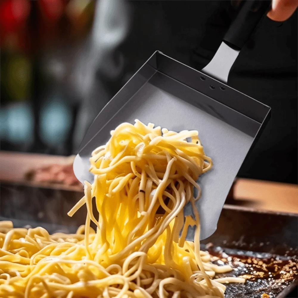 

Stainless Steel Food Transfer Spatula Large Size Anti-scalding Handle BBQ Spatula Professional Food Shovel Restaurant