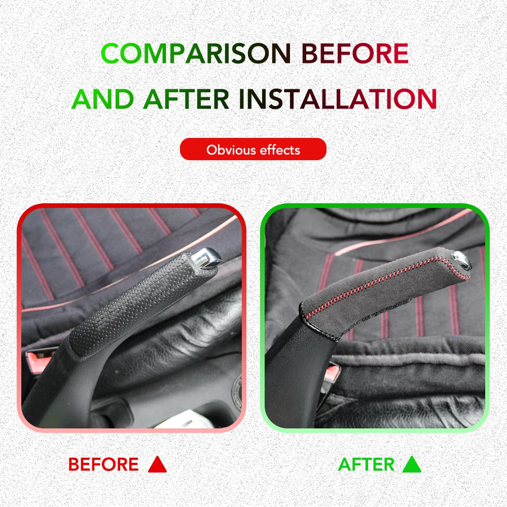 Hand Brake Set Universal Car Handbrake Sleeve Leather Cover Anti-Skid Auto Parking Brake