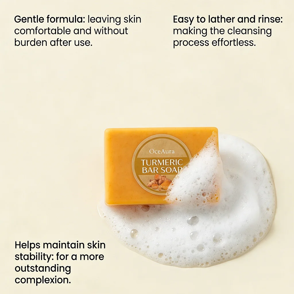 Turmeric Bath Soap, Gently Care for The Body and Skin, Refreshing, Comfortable, Fragrant and Clean Daily Care Soap