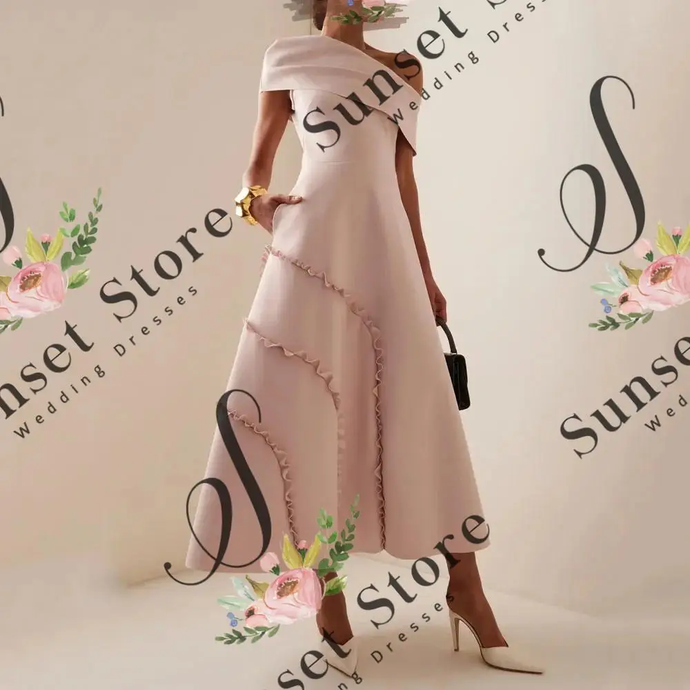 

Customized Off the Shoulder A-LINE 2025 Slim Backless Long Crepe Ocassion Gown Floor-Length Evening Dress فستان سهرة نسائي