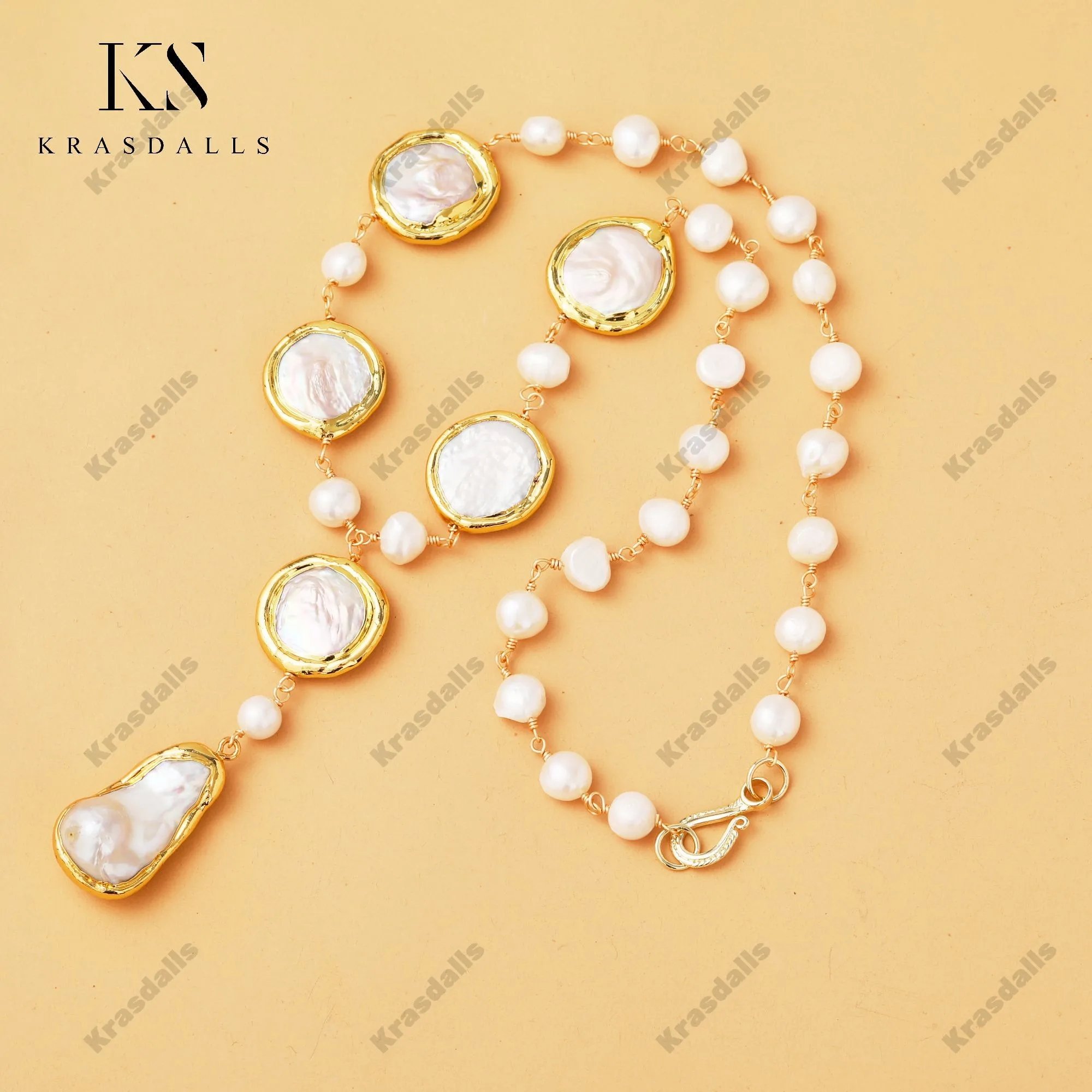 Natural Freshwater Pearl Gold Filled Wrap Pendant Pearls Y-Shape Necklace Fine Jewelry Women Boho Party