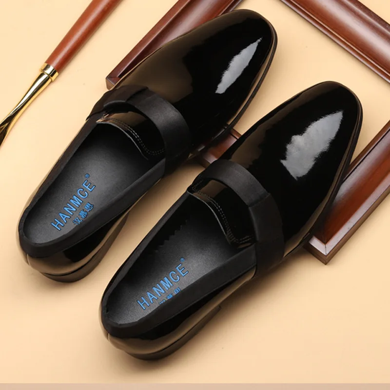 New Spring/Summer Patent Leather Loafers, British Business Formal Slip-On Leather Shoes, Exquisite British Casual Style