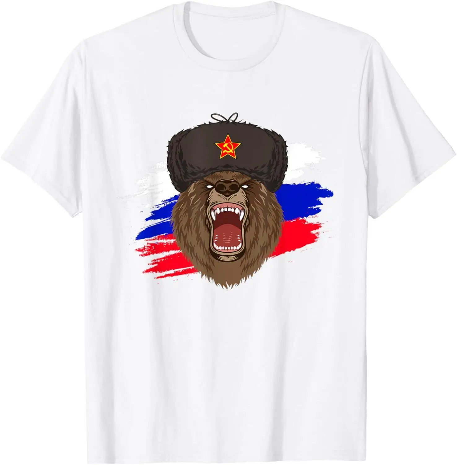 العلم الروسي روسيا الدب الروسي تي شيرت Camiseta Hombre الجرافيك تي شيرت بلايز س الرقبة الشارع الشهير عالية الجودة القطن تي شيرت