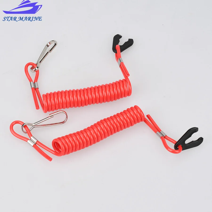 Outboard Safety Lanyard Nylon Spring Switch 2 Pieces 682-82556-00 For  Yamaha Tohatsu Hidea Powertec Hankai Seapro HDX