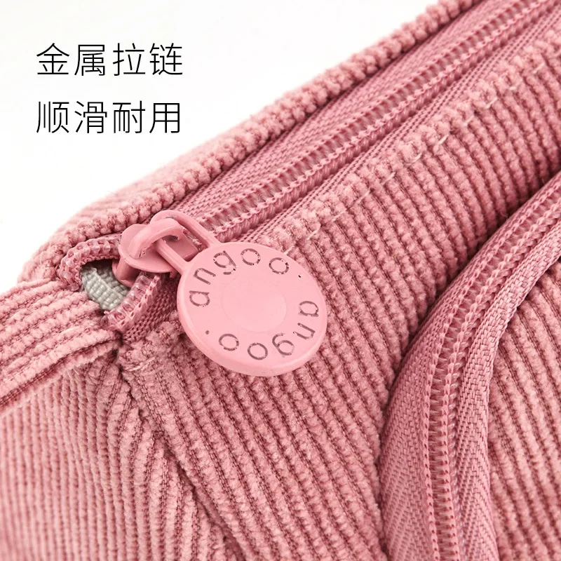 Corduroy bonito lápis caso macaron cores pencilcase lápis sacos compõem caneta saco de armazenamento material escolar para papelaria meninas